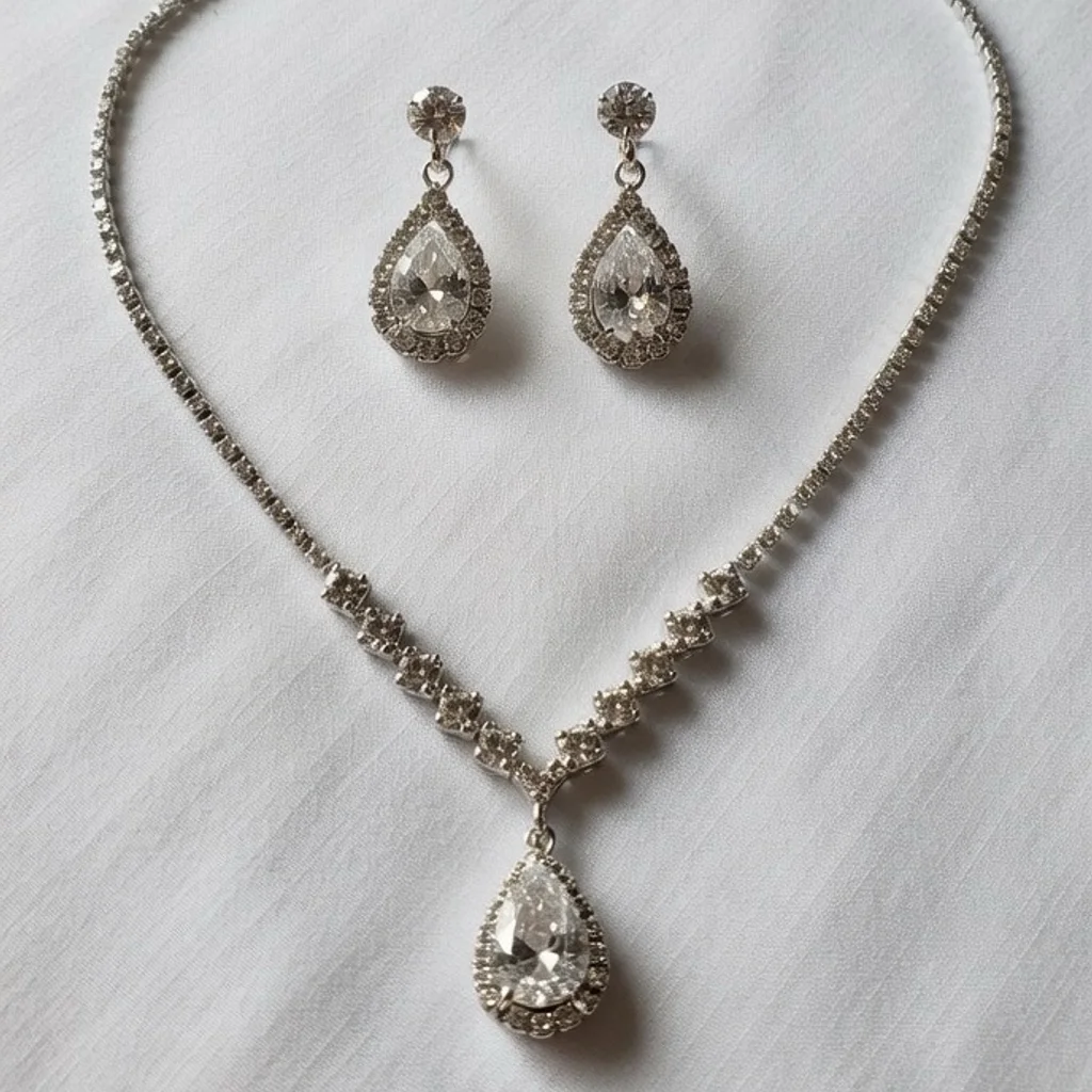 Colar e Brinco de Gota de Moda Feminina para a Temporada de Casamentos – photo 3